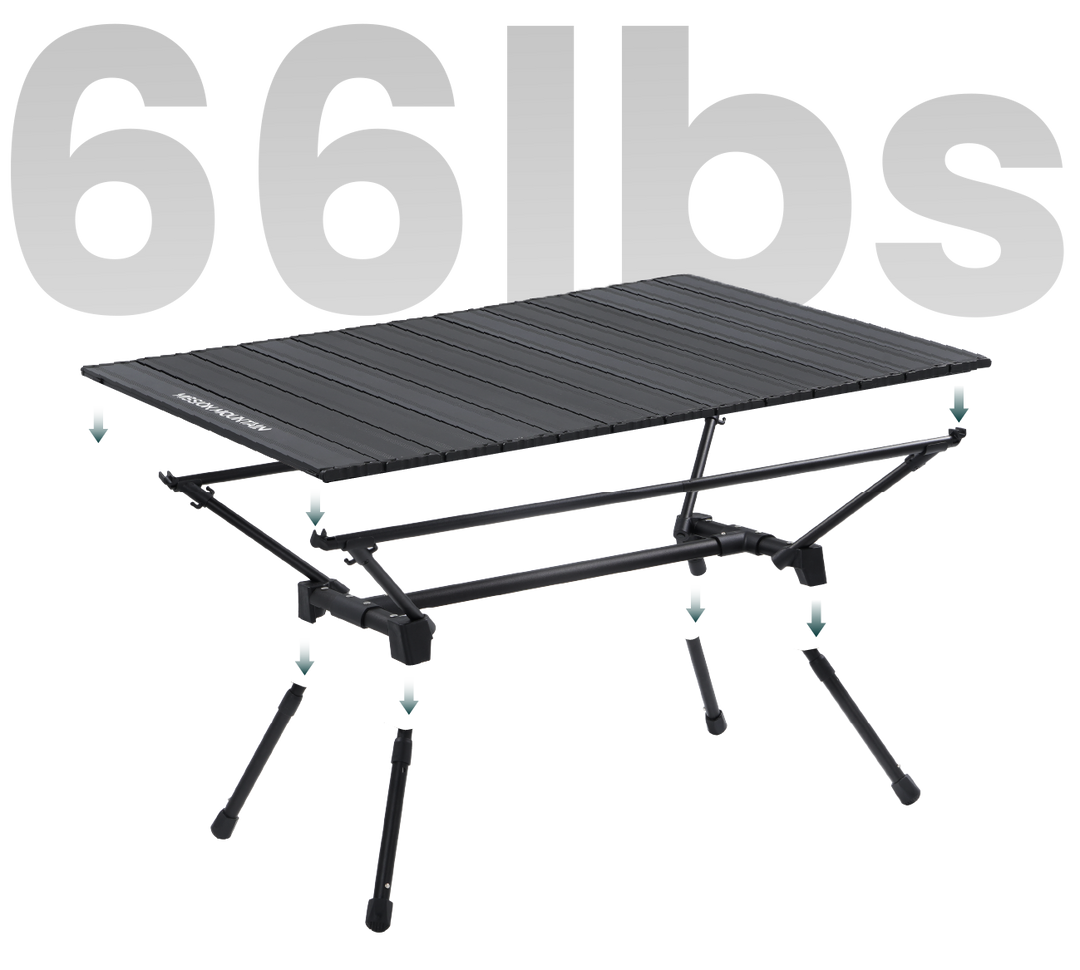 S4 Camping Table, Outdoor Folding Table with Adjustable Legs Mission