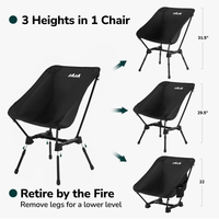 S4 Camping Chair, Lightweight Folding Chair with 3 Height Settings